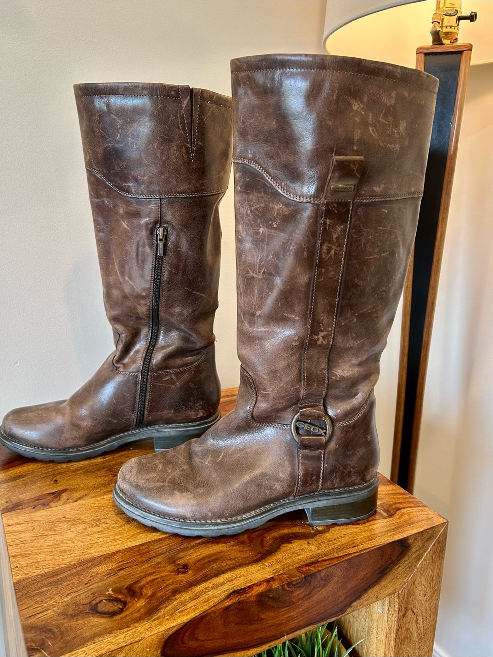 Geox Dark Brown Leather Knee High Riding Boots - 9.5 US
